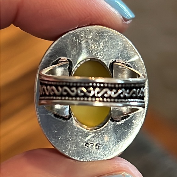 #492 Yellow Cats Eye Handcrafted Ring 💍 In An Antique Setting Size 6.75 NWOT - Picture 7 of 14